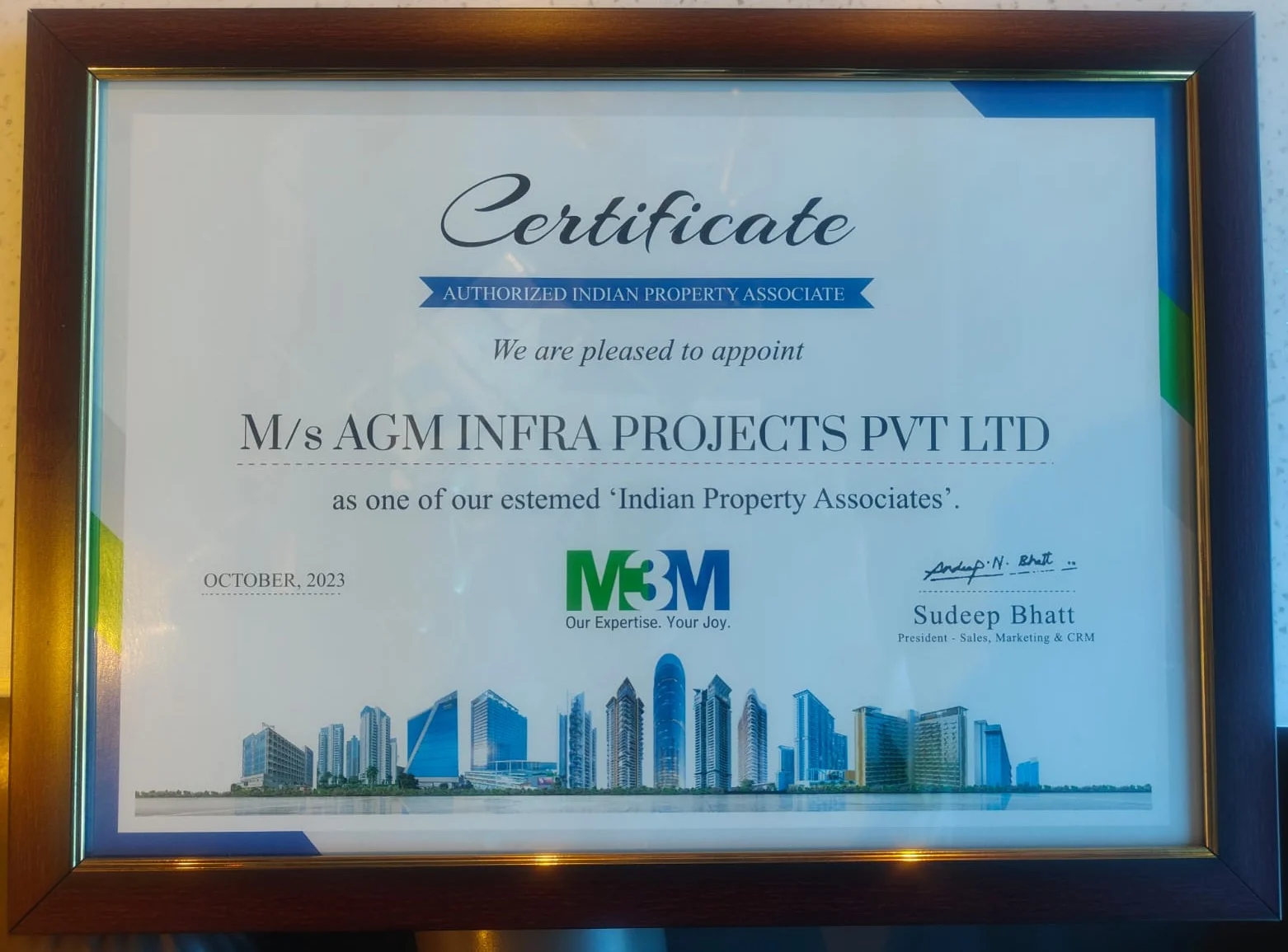 M3M This Channel Partner Certificate